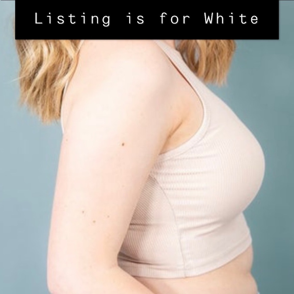 White Rib Knit Crop Tank